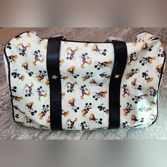 🇬🇪🔥NWT Disney Bioworld Ivory Mickey Mouse Roller Duffel Travel Bag - Picture 2 of 15